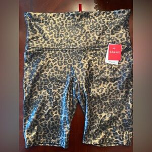 NWT SPANX Faux Leather Leopard shine Bike Short XL